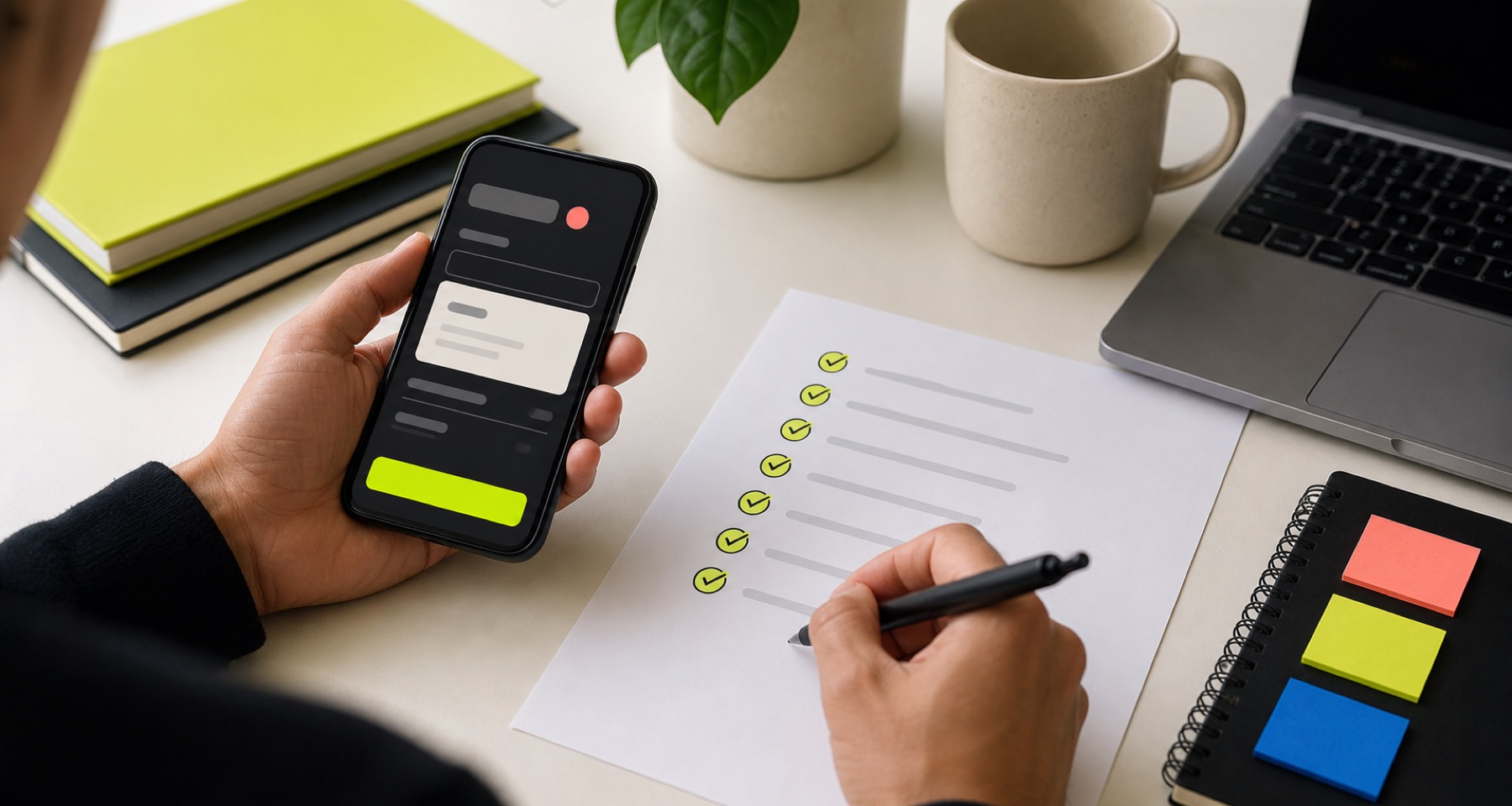 Self-diagnostic of a mobile checkout with a short checklist