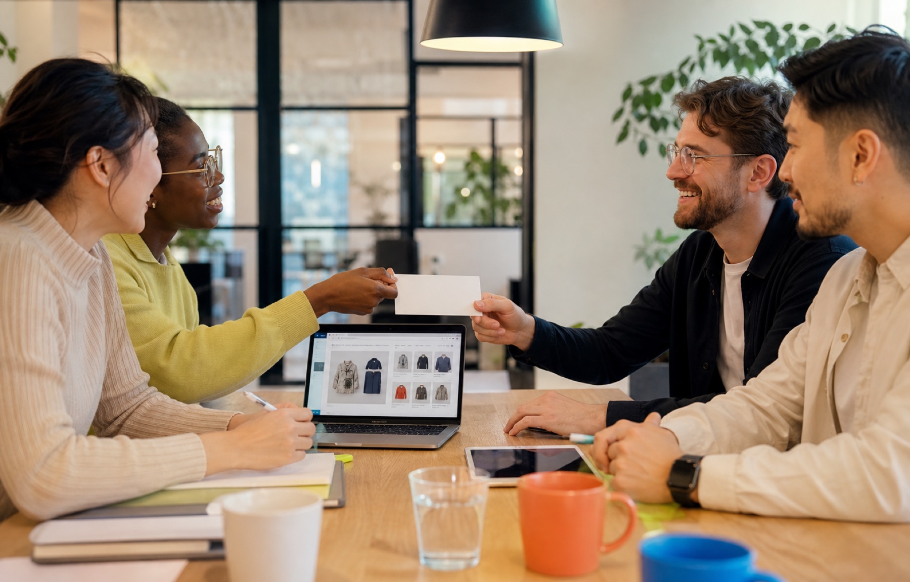 Two small ecommerce teams exchanging a voluntary introduction